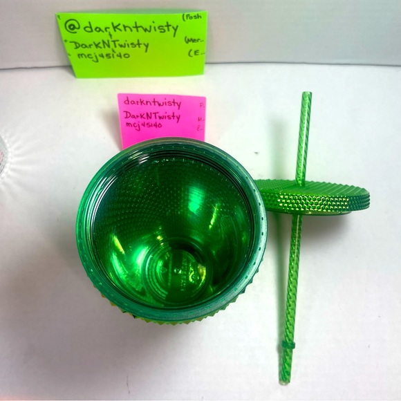 BNWT 1 STARBUCKS 2023 BRIGHT SHINY METALLIC GREEN STUDDED 16OZ TUMBLER COLD CUP - Picture 11 of 13
